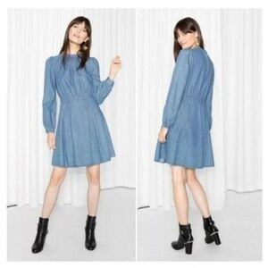Anthropologie & Other Stories Denim Chambray 100% Cotton Long Sleeve Dress